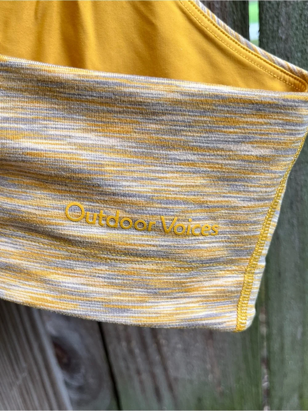 Outdoor Voices Heathered Yellow V-Neck Sports Bra